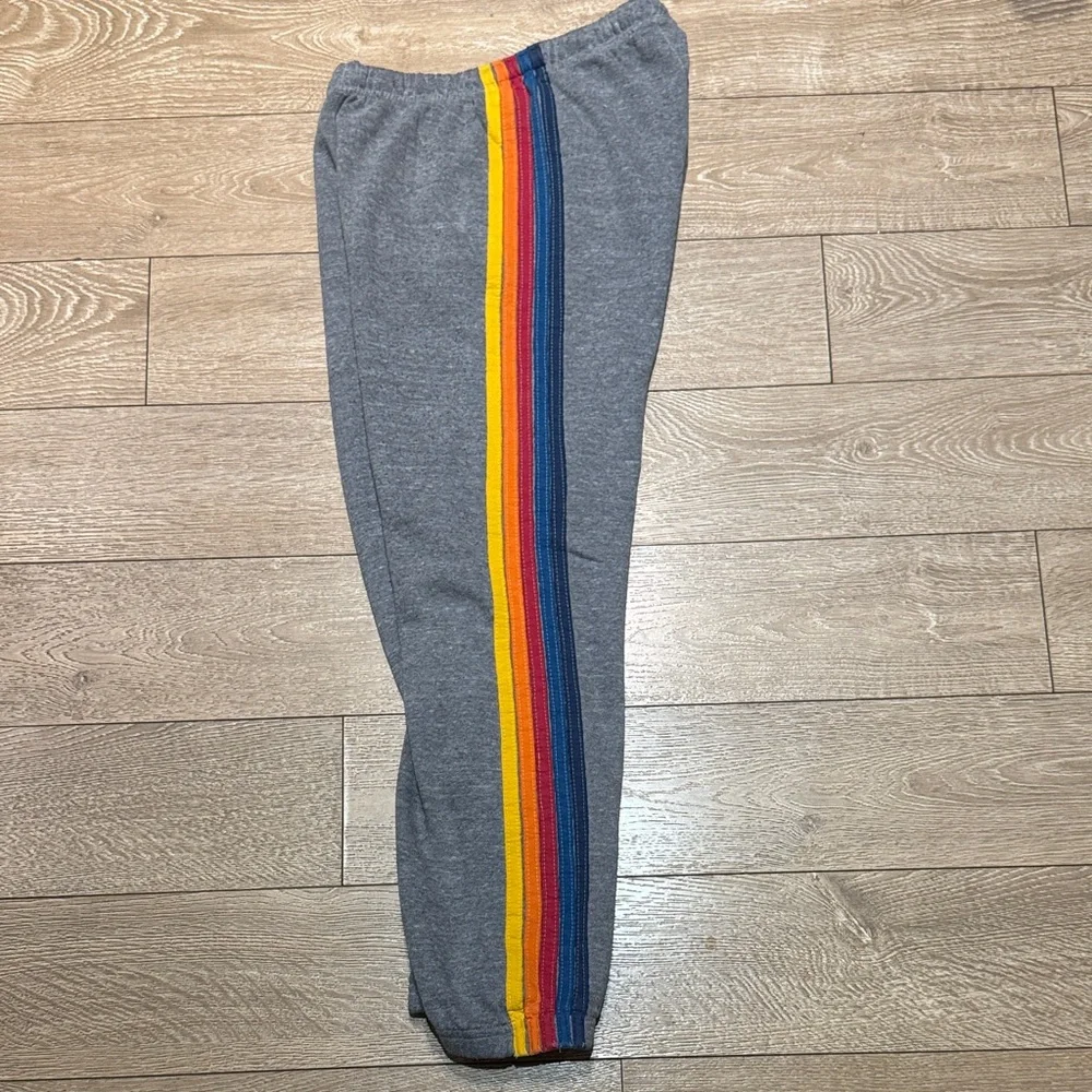 NWOT Aviator Nation 5 Stripe Heather Gray Joggers - Picture 3 of 5